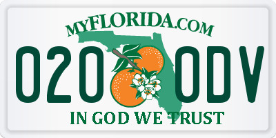 FL license plate 0200DV