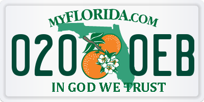 FL license plate 0200EB