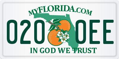 FL license plate 0200EE