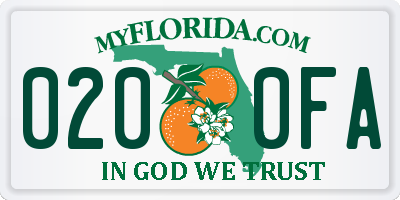 FL license plate 0200FA