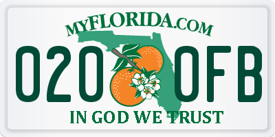 FL license plate 0200FB
