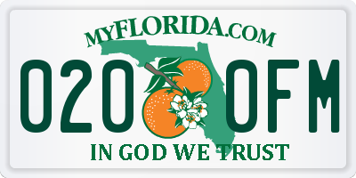 FL license plate 0200FM