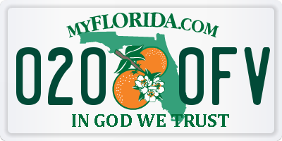 FL license plate 0200FV