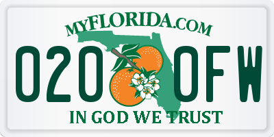 FL license plate 0200FW
