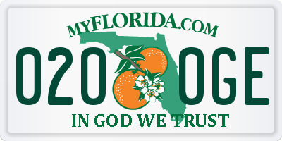 FL license plate 0200GE