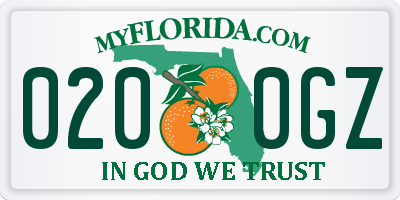 FL license plate 0200GZ