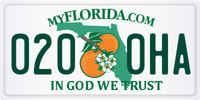 FL license plate 0200HA