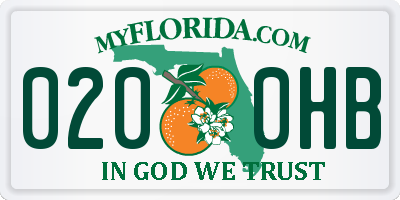 FL license plate 0200HB