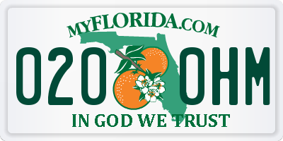 FL license plate 0200HM