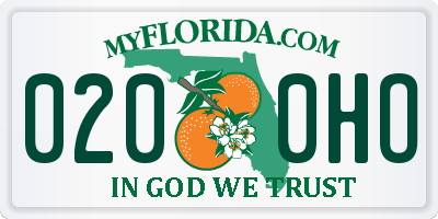 FL license plate 0200HO