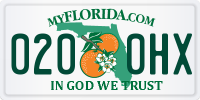 FL license plate 0200HX