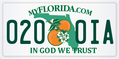 FL license plate 0200IA