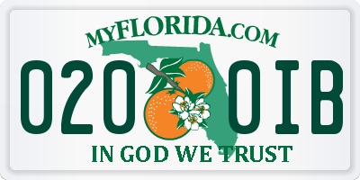 FL license plate 0200IB