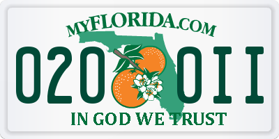 FL license plate 0200II