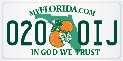 FL license plate 0200IJ