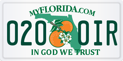 FL license plate 0200IR
