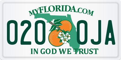 FL license plate 0200JA