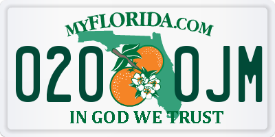 FL license plate 0200JM