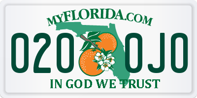 FL license plate 0200JO