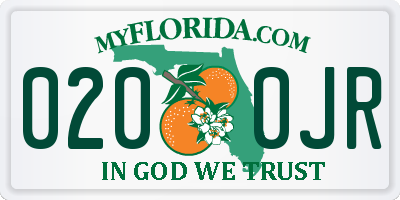 FL license plate 0200JR