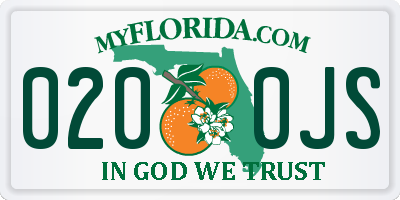 FL license plate 0200JS
