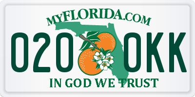FL license plate 0200KK