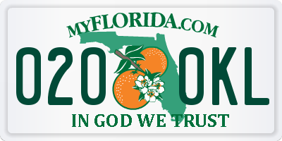 FL license plate 0200KL