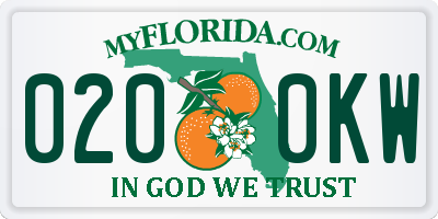 FL license plate 0200KW