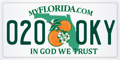 FL license plate 0200KY