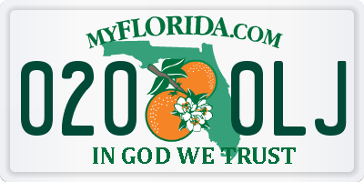 FL license plate 0200LJ