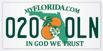 FL license plate 0200LN