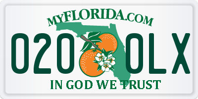 FL license plate 0200LX