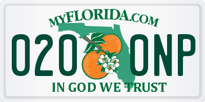 FL license plate 0200NP