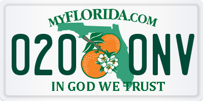 FL license plate 0200NV