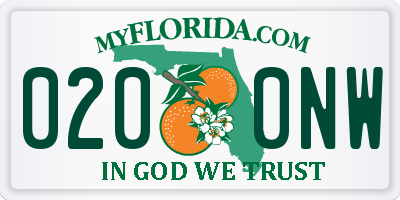 FL license plate 0200NW