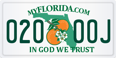 FL license plate 0200OJ