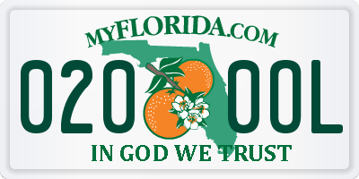 FL license plate 0200OL