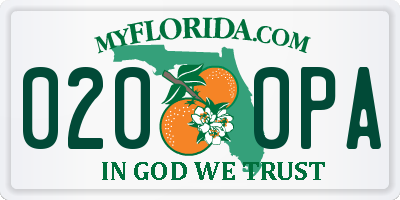 FL license plate 0200PA