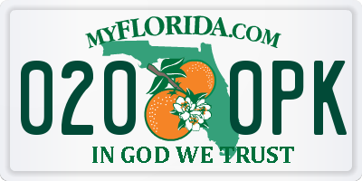 FL license plate 0200PK