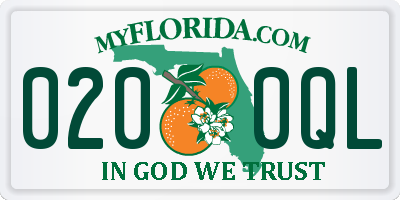 FL license plate 0200QL