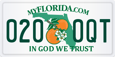 FL license plate 0200QT