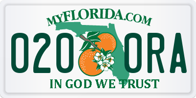 FL license plate 0200RA