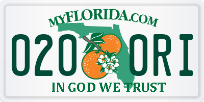 FL license plate 0200RI