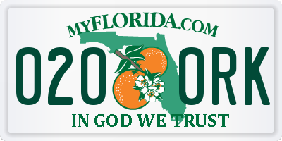 FL license plate 0200RK