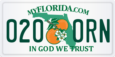 FL license plate 0200RN