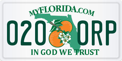 FL license plate 0200RP