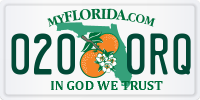 FL license plate 0200RQ
