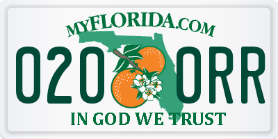 FL license plate 0200RR