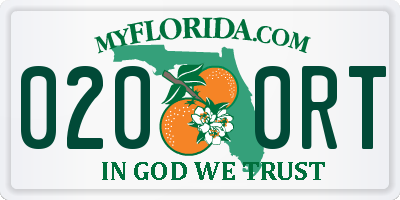 FL license plate 0200RT