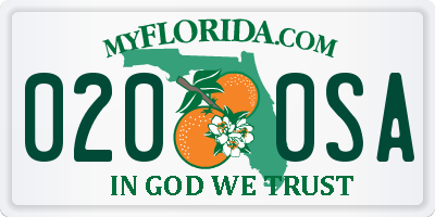 FL license plate 0200SA